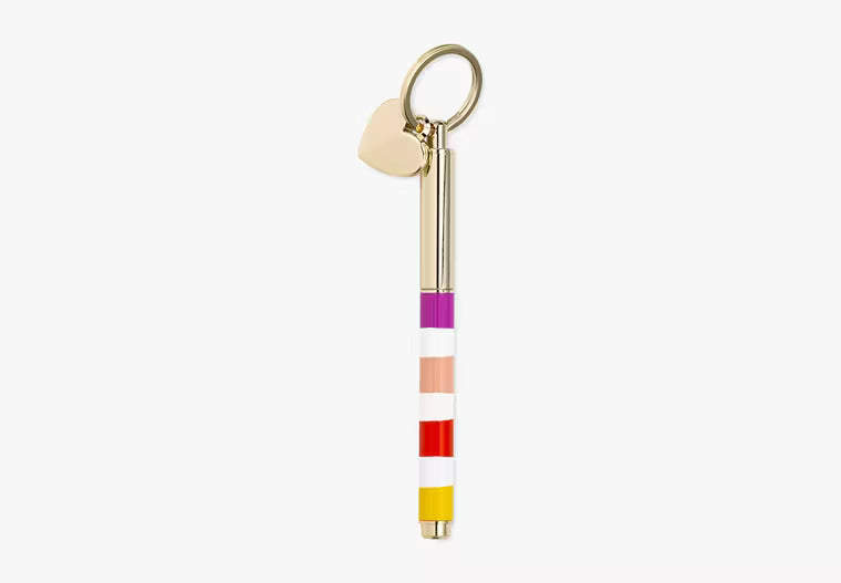 KATE SPADE INK PEN KEY FOB, CANDY STRIPE