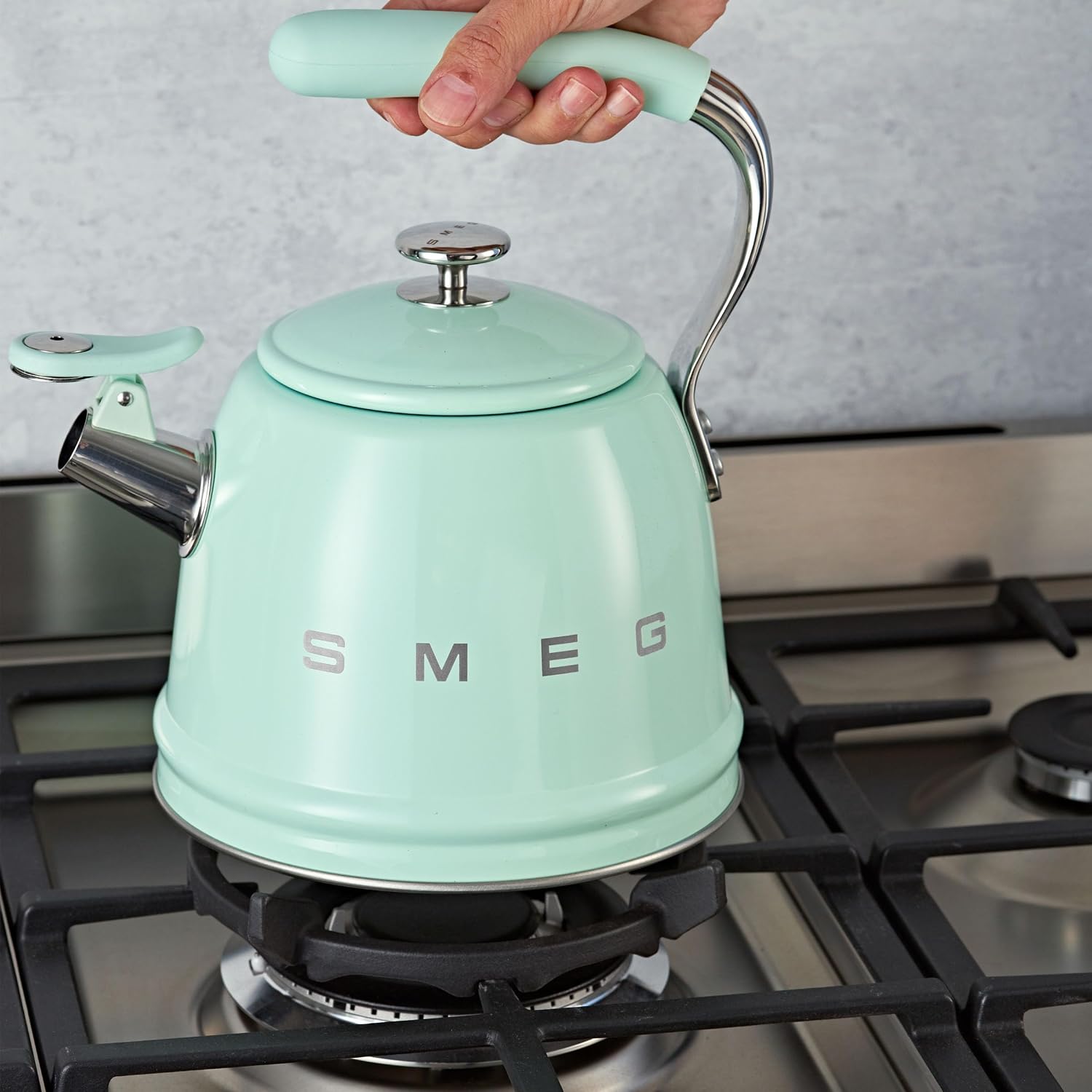 SMEG Stainless Steel Whistling Tea Kettle, Green