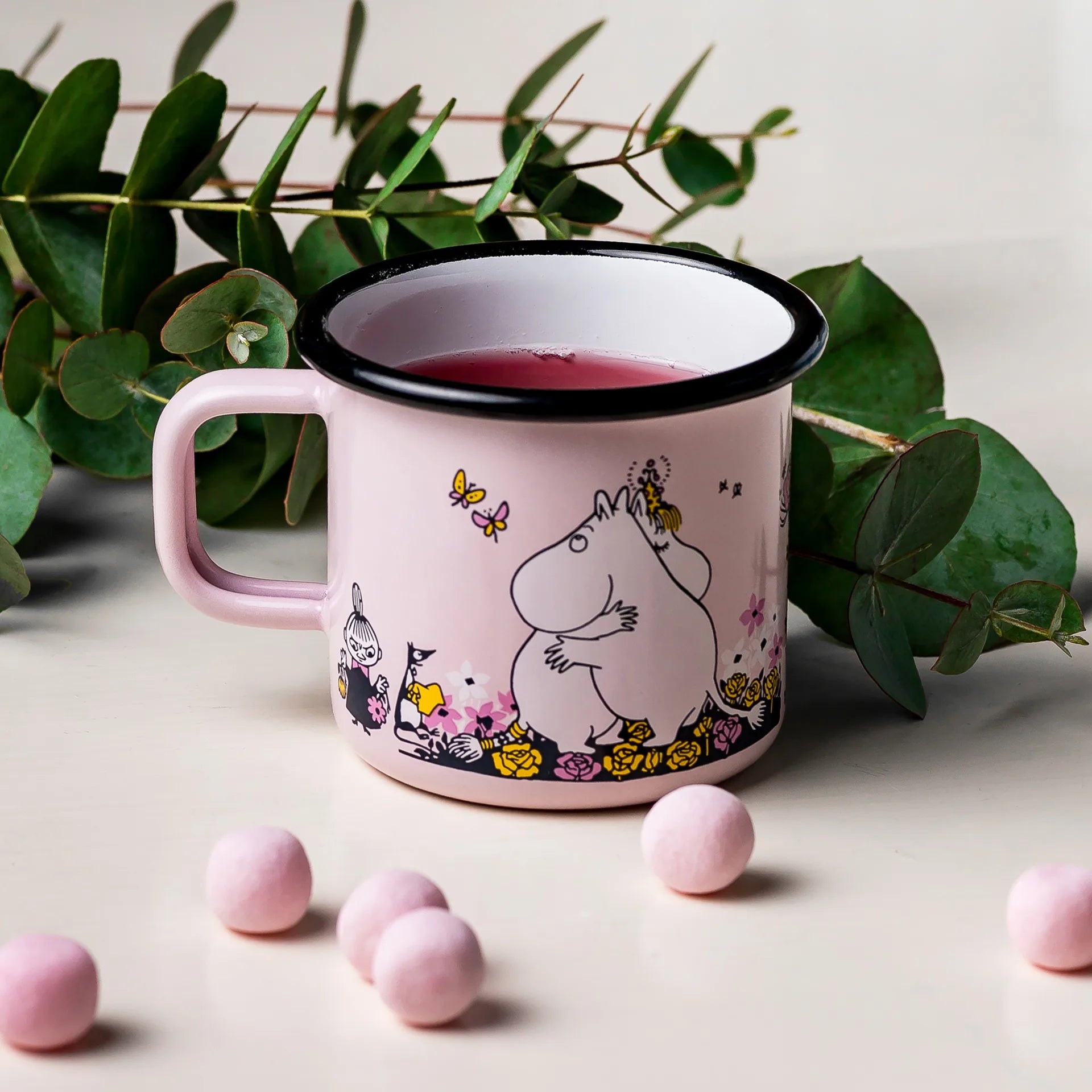 MOOMIN ENAMEL MUG, HUG PINK