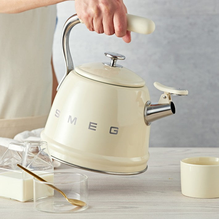 SMEG Stainless Steel Whistling Tea Kettle, Cream