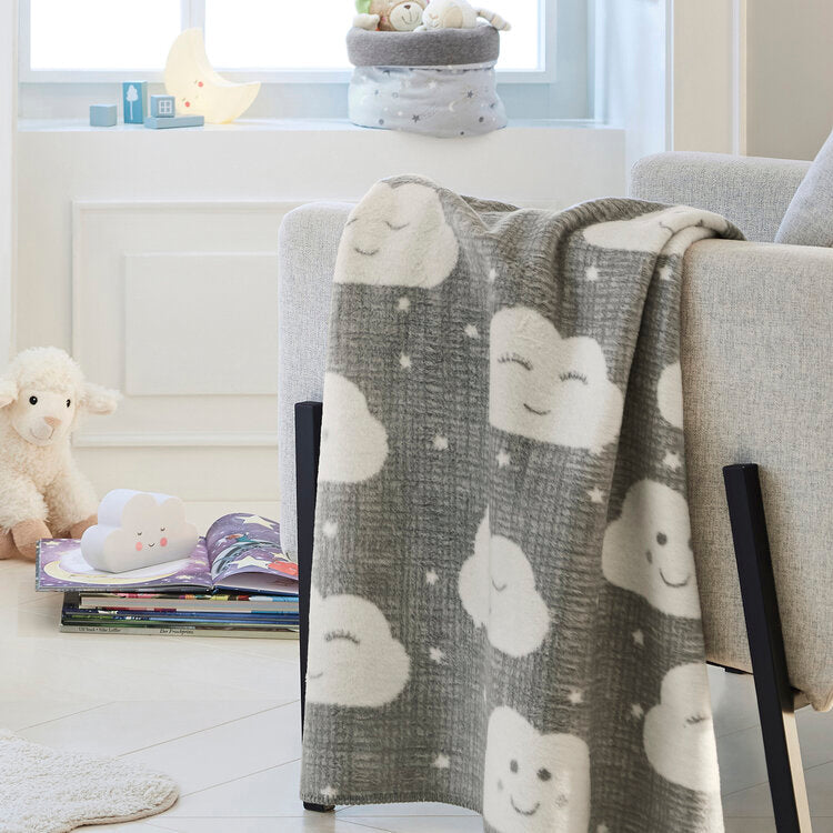 Ibena Kids Blanket - Jacquard On Cloud Nine Ivory/Grey 75x100