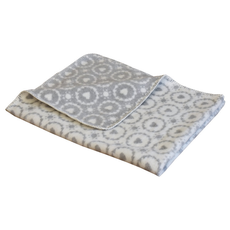 Ibena Kids Blanket - Jacquard Hearts Lojo, Silver Grey/Snow 75X100