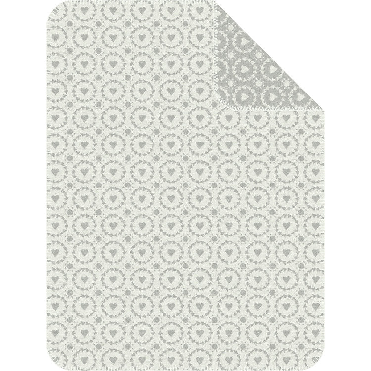Ibena Kids Blanket - Jacquard Hearts Lojo, Silver Grey/Snow 75X100