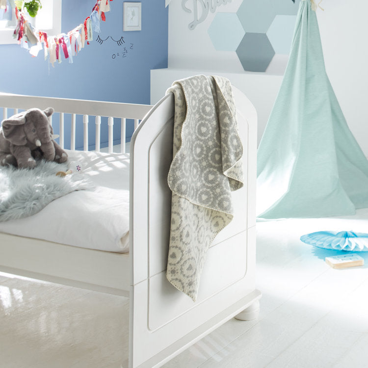 Ibena Kids Blanket - Jacquard Hearts Lojo, Silver Grey/Snow 75X100