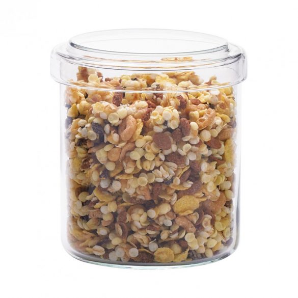 Glass Stackable Jar With Glass & Plastic Lids Set/2