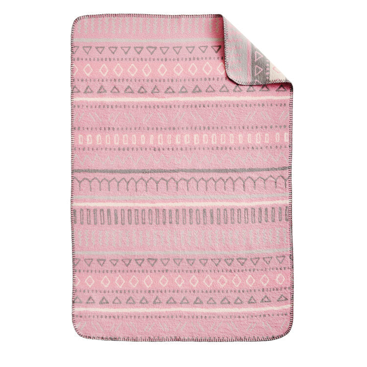 Ibena Kids Blanket - Jacquard Oliver Pink Tribal, Pink/Grey 70x100