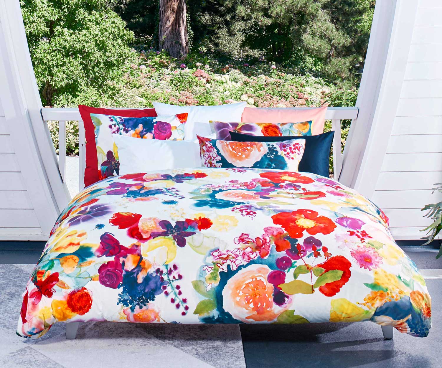 Christian Fischbacher Duvet Cover Set, FLOWER POWER SATIN