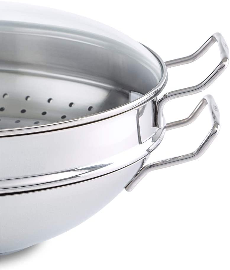 Fissler Nanjing Wok with Glass Lid and Steamer Inset 35cm