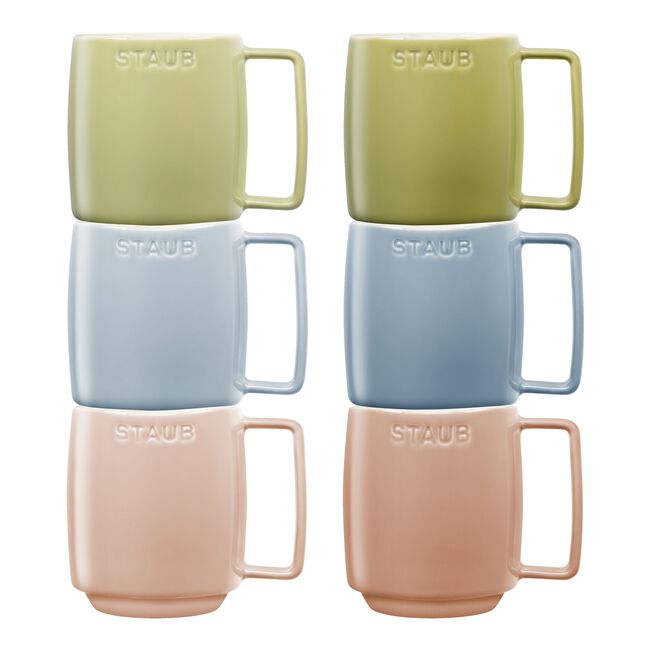 MACARON COFFEE/TEA MUGS 6pc set, 11.8 oz