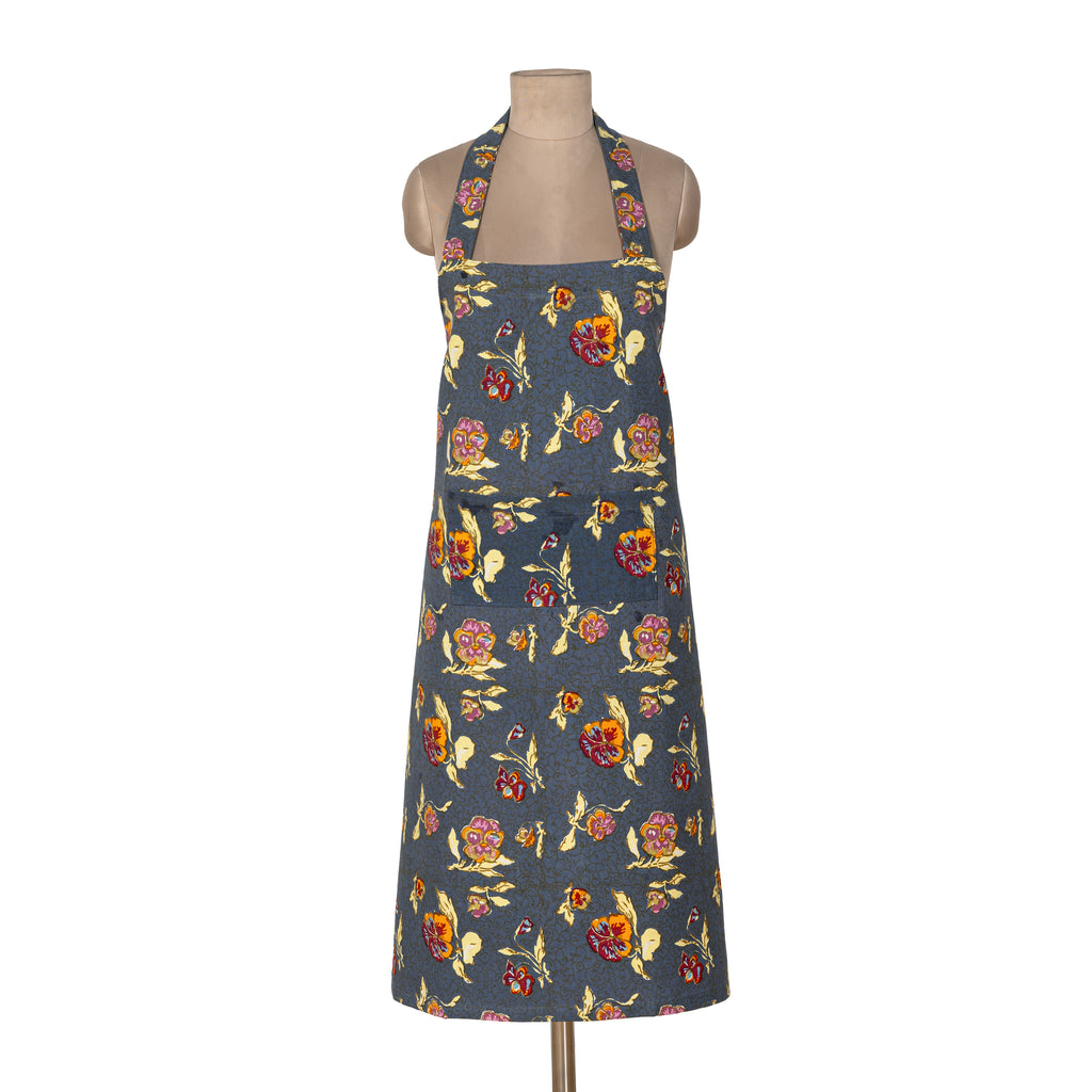Couleur Nature Pansy Apron Red & Grey