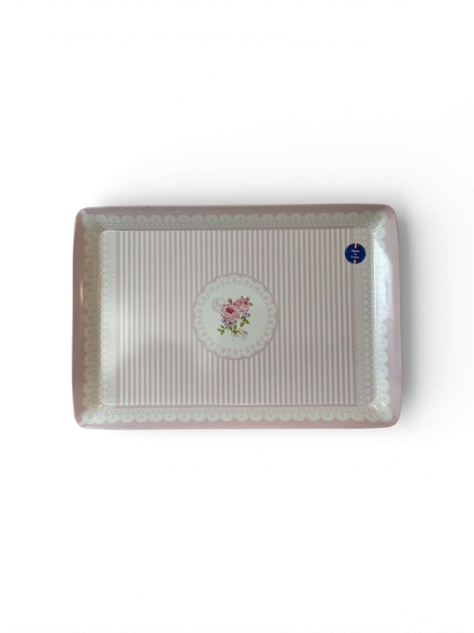 Italian Melamine Serving Tray 18x12" Roses