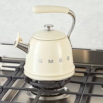 SMEG Stainless Steel Whistling Tea Kettle, Cream