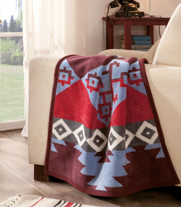 Ibena Kids Blanket - Jacquard Chama Burgundy/Red 75x100
