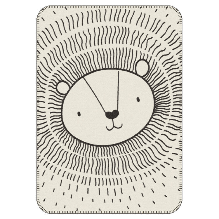 Ibena Kids Blanket - Jacquard Liona Lion Ivory/Grey 75x100