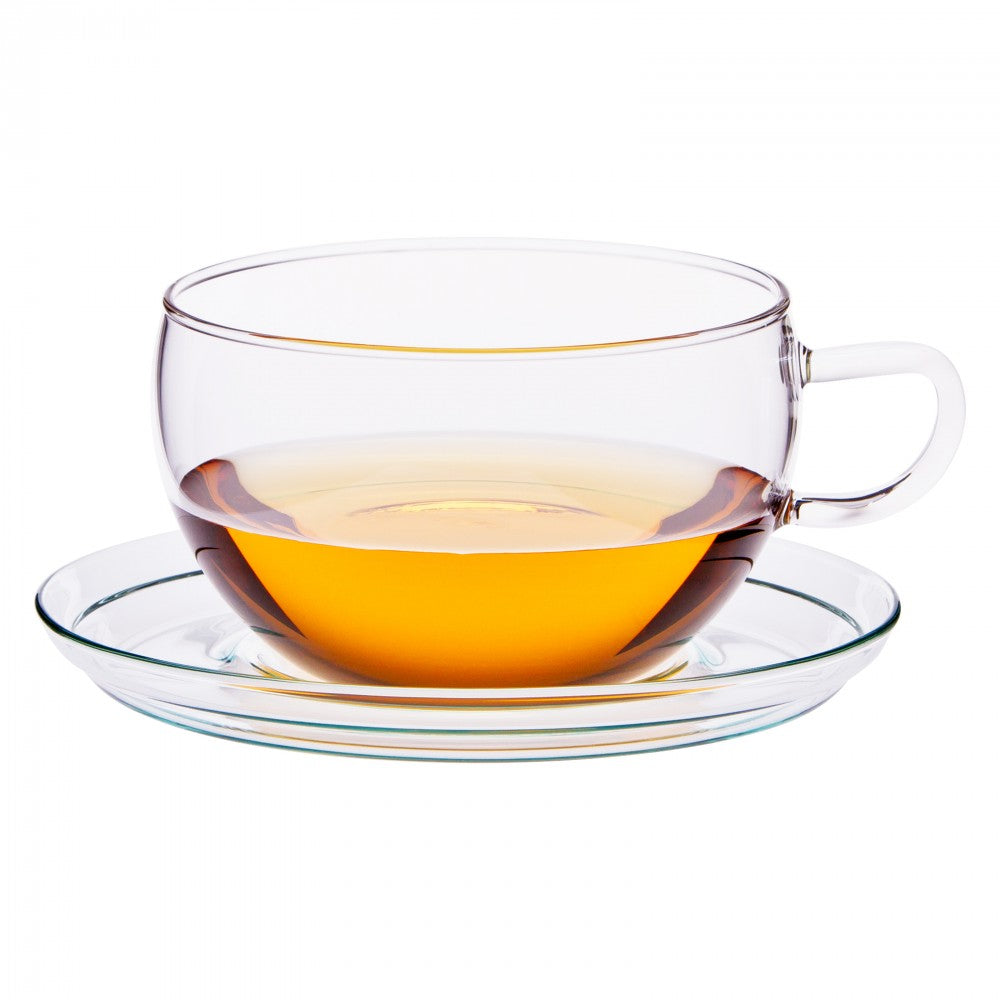 Glass Cup Jumbo With Saucer 0.4L