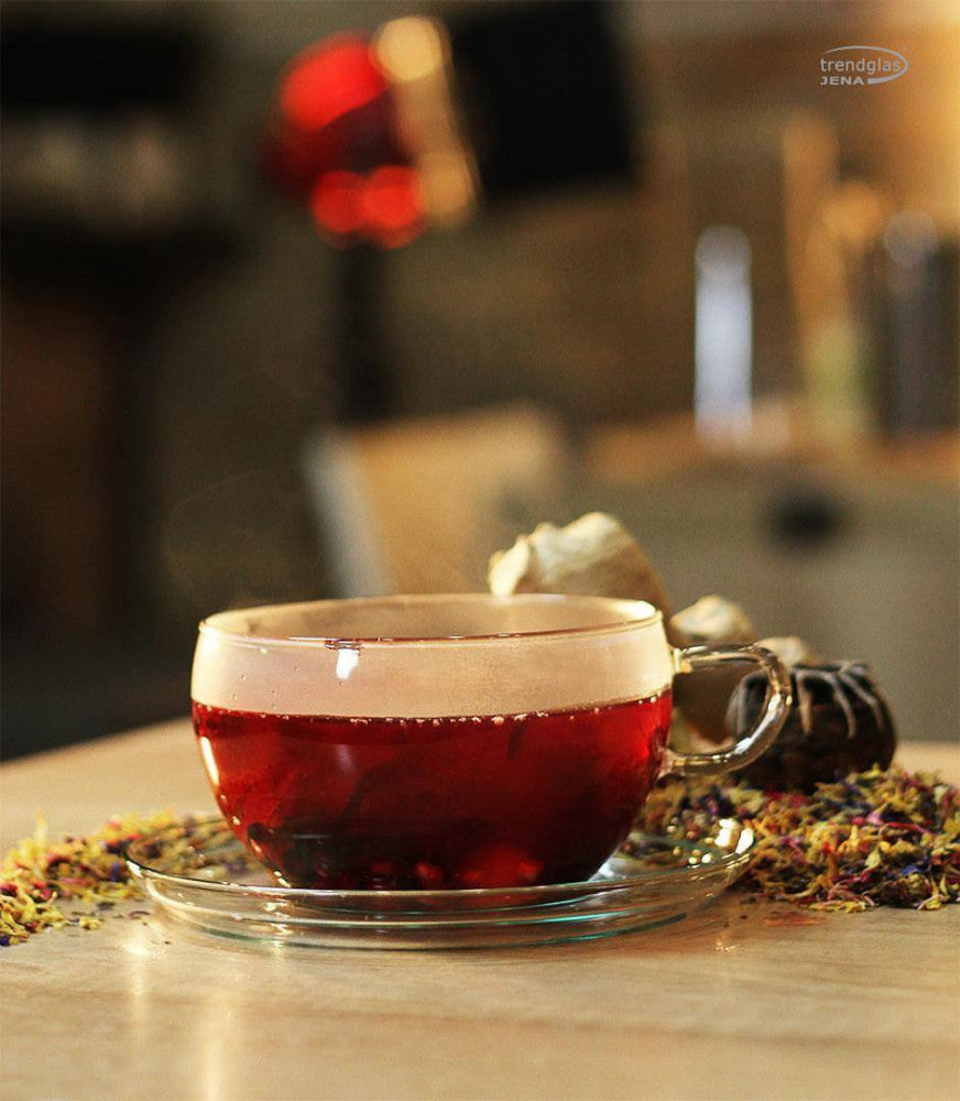 Glass Cup Jumbo With Saucer 0.4L