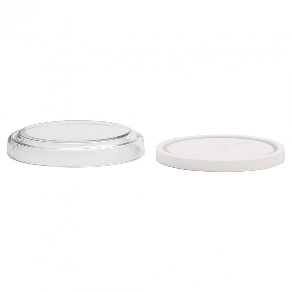 Glass Stackable Jar With Glass & Plastic Lids Set/2