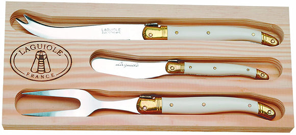 Jean Dubost Laguiole 3pc Cheese Set, Ivory