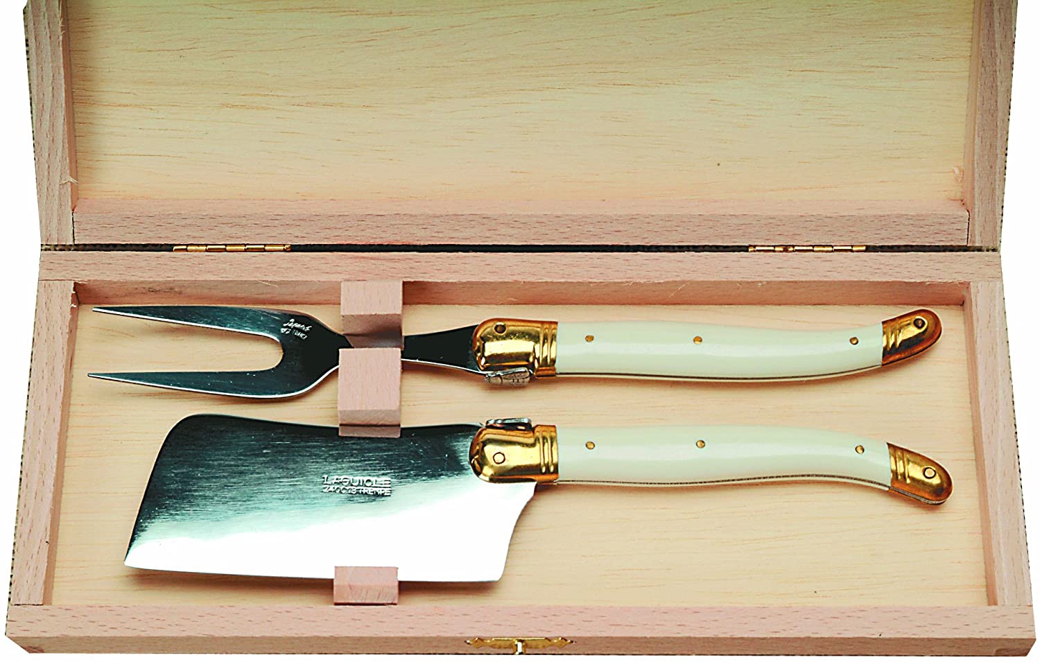 Jean Dubost Laguiole 2pc Cheese Set in gift box, Ivory