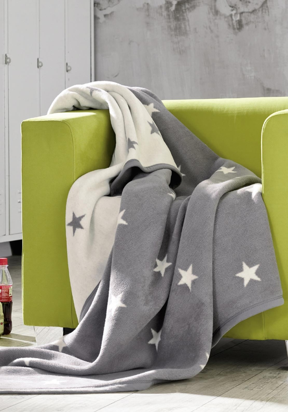 Ibena Blanket - Jacquard Atlanta, Grey/White 150x200